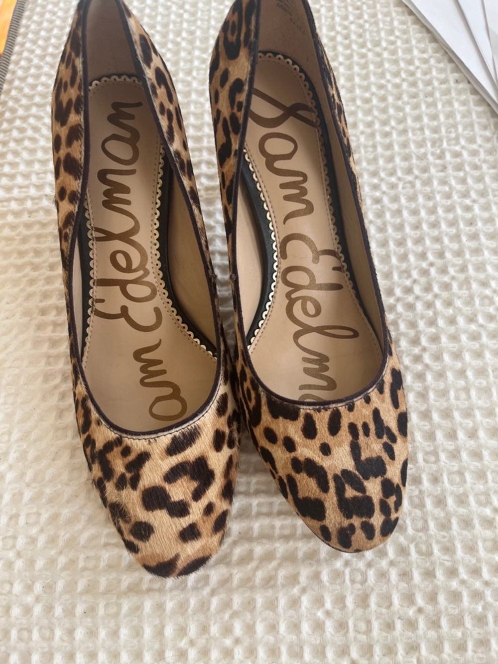 Sam Edelman Leopard Print Pointed Toe Flats - Tan & Black